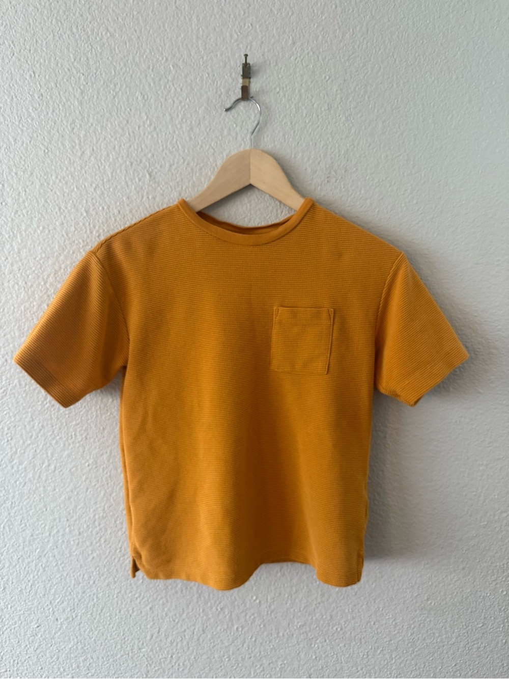 Boys Mustard Yellow Textured Oversized Shortsleeve Top